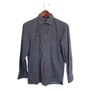 Klauss Boelher Men's Navy Polka Dot Shirt size medium